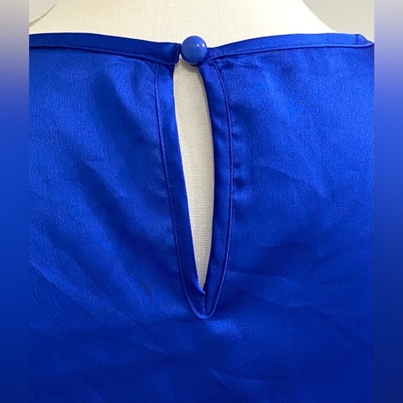 SHEIN Womens S Solid Royal Blue Structured Sleeveless Satin Top Preppy Classic - Picture 8 of 16